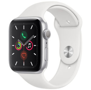 Apple Watch Series 5 (GPS Only, 40mm, Silver Aluminum, White Sport Band)