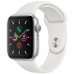 Apple Watch Series 5 (GPS Only, 40mm, Silver Aluminum, White Sport Band)