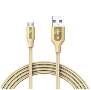 Anker Powerline + Micro USB Cable 6 ft with Pouch (Gold)