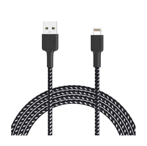 Aukey Mfi Lightning 8 Pin Sync And Charging Cable Braided Cable 2M Black 1
