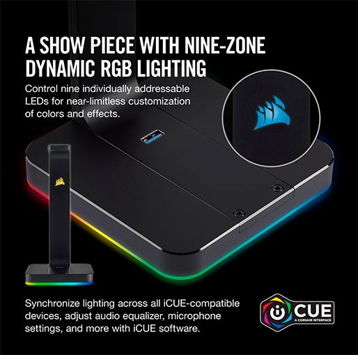 ST100 RGB Premium Headset Stand with 7.1 Surround Sound