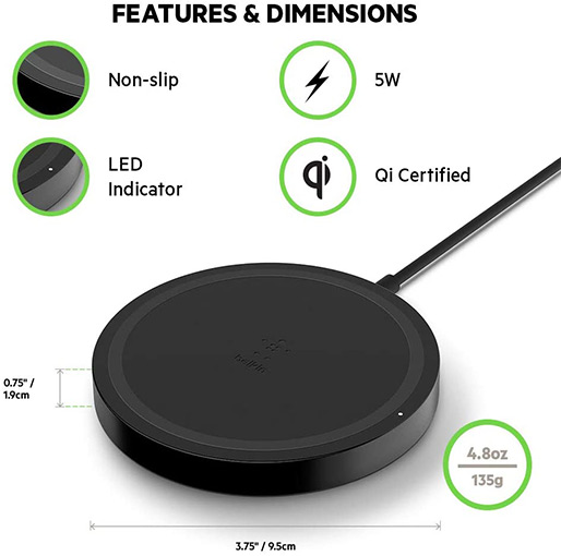 Belkin F7U068btBLK BOOSTUP↑ QI Wireless Charging Pad,