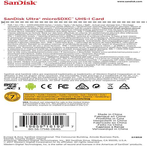 SanDisk Ultra SDSQUNS-064G-GN3MN 64GB 80MB/s