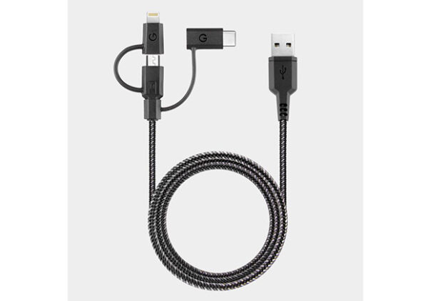 Energea NyloTough 3-in-1 Cable (Micro-USB + Lightning + USB-C tip)