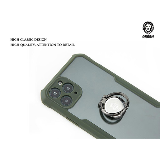 Green iPhone 11 Stylishly Tough Shockproof Case With Ring -Black