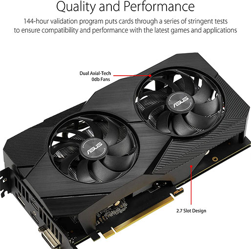 Asus GeForce GTX 1660 Super 6GB Overclocked Dual-Fan Evo Edition VR Ready HDMI DisplayPort DVI Graphics Card (DUAL-GTX1660S-O6G-EVO)