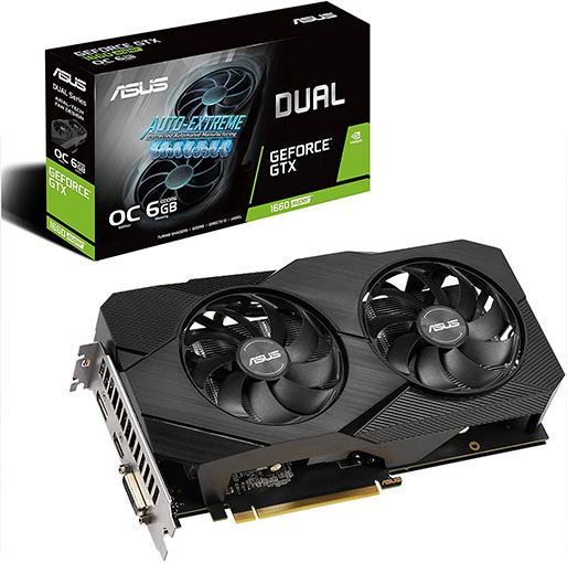 Buy Asus GeForce GTX 1660 Super 6GB Overclocked Dual-Fan Evo Edition VR Ready HDMI DisplayPort DVI Graphics Card (DUAL-GTX1660S-O6G-EVO) in Qatar