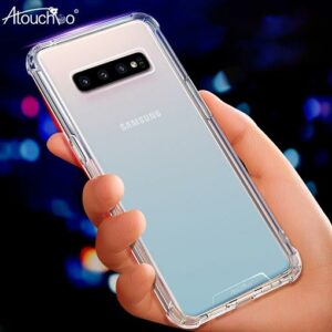 Atouch Samsung S10 Clear Anti-Burst Shockproof Armor Phone Hard Silicone Case