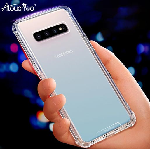 Atouch Samsung S10 Clear Anti-Burst Shockproof Armor Phone Hard Silicone Case