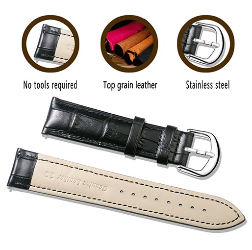 Samsung Gear S3 Strap Alligator Grain Bands-Black - Startech Store