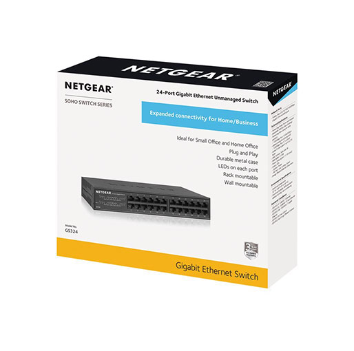 Buy NETGEAR GS324-100EUS 24-Port Desktop Gigabit Ethernet Unmanaged Switch at best price in Qatar.