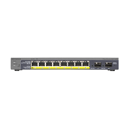 Buy NETGEAR ProSafe GS110TP-300EUS Smart 8-Port Gigabit POE Smart Switch with 2 Gigabit Fiber SFP at best price in Qatar.