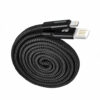 Buy Promate Coiline-i 1M Durable Aluminium Alloy Auto-Rolling Reversible USB-A to Lighting Cable with 2A Fast Charging - Black in Qatar