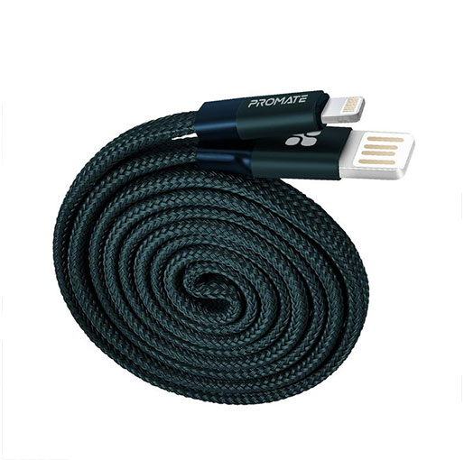 Buy Promate Coiline-i 1M Durable Aluminium Alloy Auto-Rolling Reversible USB-A to Lighting Cable with 2A Fast Charging - Blue in Qatar