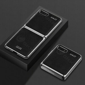 GKK Samsung Galaxy Z Flip Luxury Leather Fold Anti-knock Hard Cover Case with Plating Edge Pattern1