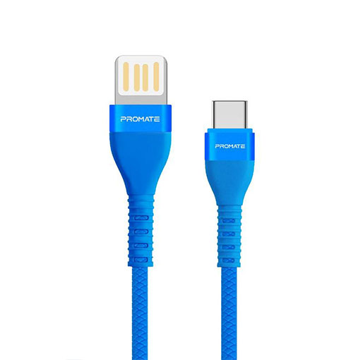 Buy Promate VigoRay-C 1.2M 2A USB A to USB type C Cable with 1.2m Tangle Free Cord and Long Bend Lifespan in Qatar