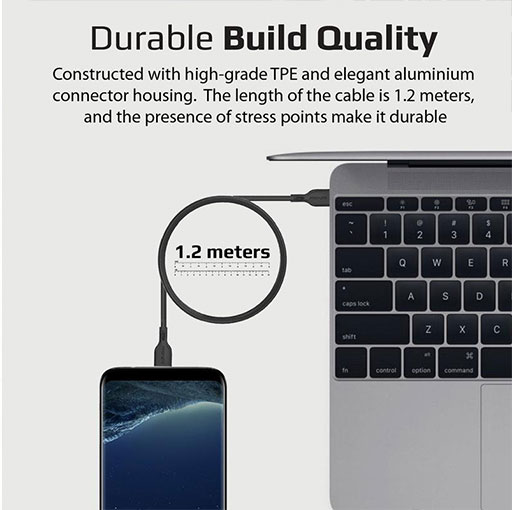 Promate Powerbeam-CC 1.2m USB-C to USB-C 60W Power Delivery Enabled Data Sync & Charge Cable