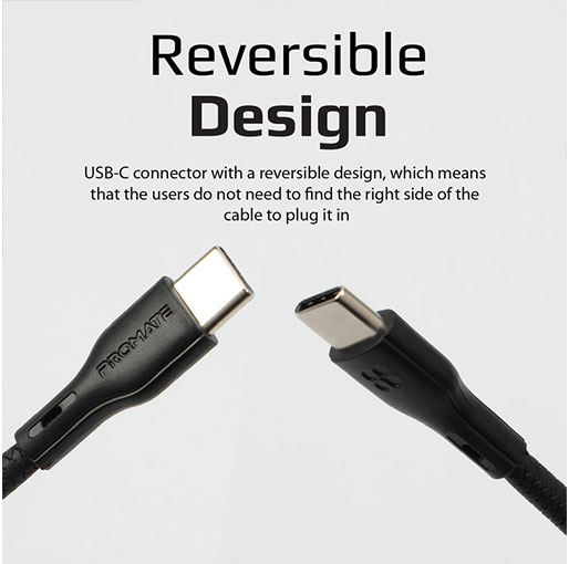 Promate Powerbeam-CC 1.2m USB-C to USB-C 60W Power Delivery Enabled Data Sync & Charge Cable