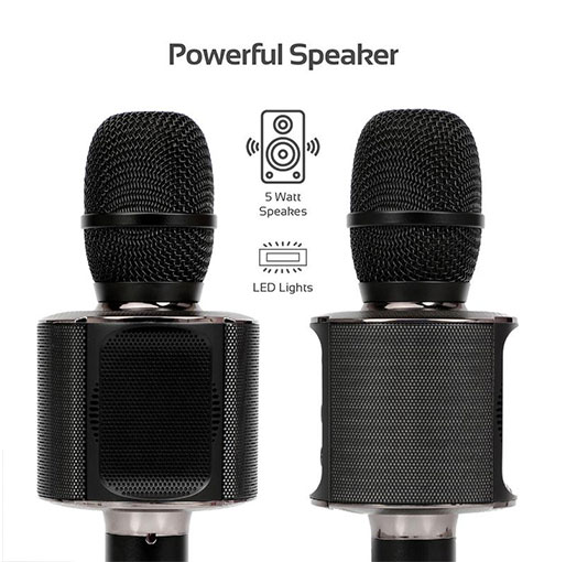Promate VocalMic-4 Multi-Purpose Wireless Karaoke Microphone with LED Light and Phone Holder Silver