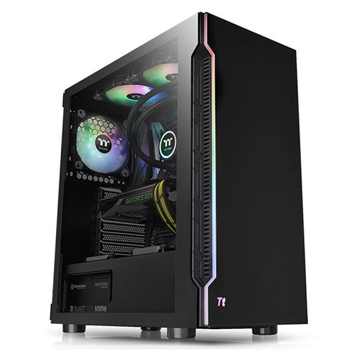 Buy Thermaltake H200 TG RGB ATX Mid Tower Black Gaming computer case in Qatar