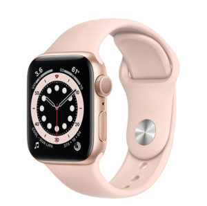 Buy Apple Watch Series 6 GPS,40mm Gold Aluminium Case with Pink Sand Sport Band - Regular at best price in Qatar.