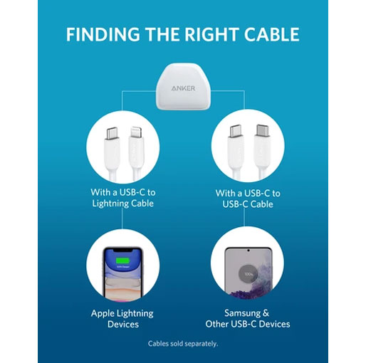 Input 100-240V 0.6A 50-60Hz Output 5V=3A/9V=2.22A Compatibility USB-C devices: USB-C to USB-C cable required (sold separately) 2020 / 2018 iPad Pro 12.9’’ Gen 4 / 3, iPad Pro 11’’ Gen 2 / 1 Galaxy S20/ S20+/ S20 Ultra/ S10 / S10+ / S10e /S9 / S9+ / S8 /S8+ Note 20/ Note 20 Ultra/ Note 10+/ Note 10/ Note 9 Pixel 4/ 4XL/ 3a/ 3XL / 3 / 2 XL / 2, and More Lightning devices: USB-C to Lightning cable required (sold separately) iPhone SE 2020 / 11 / 11 Pro / 11 Pro Max / XS / XS Max / XR / X / 8 Plus / 8 / 7 Plus / 7 / 6 Plus iPad Pro 10.5; iPad Air 3 10.5”; iPad mini 5 7.9” and later models AirPods, AirPods Pro, Apple Watch, and More