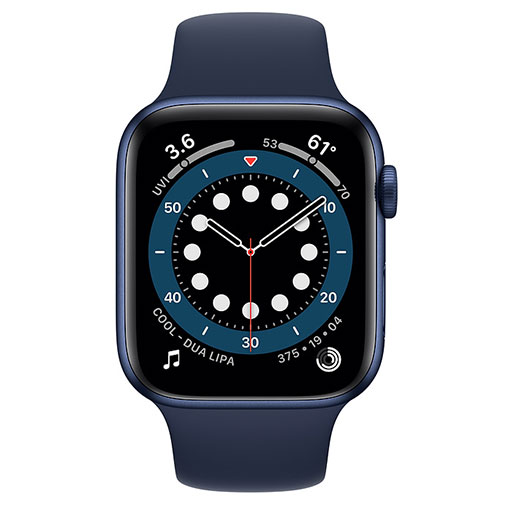 Apple Watch Series 6 GPS,44mm Blue Aluminium Case with Deep Navy Sport Band - Regular