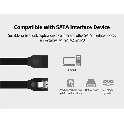 Ugreen SATA 3 Data Cable Straight Connector 0.5M (30796)