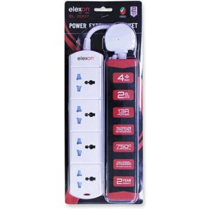 Buy Elexon ESMA Certified Universal Power Extension Socket With 4 Way 2 Meter Cable (EL2007) at best price in Qatar.
