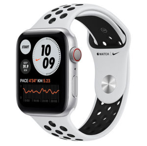 Buy Apple Watch Series 6 44mm GPS + Cellular Nike Silver Aluminum Case with Nike Sport Band at best price in Qatar.