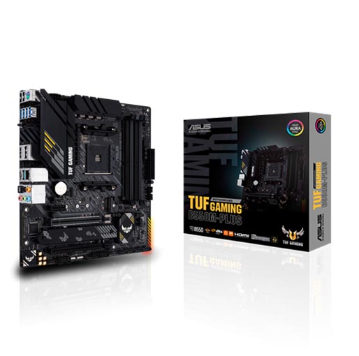 ASUS TUF GAMING B550M-PLUS AMD B550 (Ryzen AM4) Micro ATX Gaming Motherboard with PCIe 4.0, Dual M.2, 10 DrMOS Power Stages, 2.5 Gb Ethernet, HDMI, DisplayPort, SATA 6 Gbps, USB 3.2 Gen 2 Type-A and Type-C, and Aura Sync RGB Lighting Support