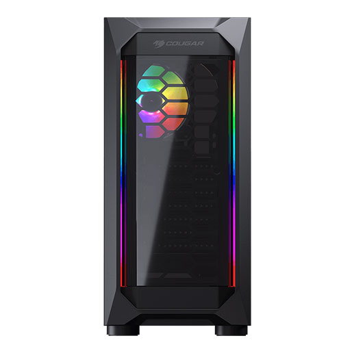 COUGAR MX410 Mesh-G RGB Black ATX Mid Tower Powerful and Compact Mid-Tower Case with Mesh Front Panel and Tempered Glass Built-in 4 RGB Fan