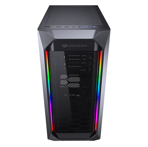 COUGAR MX410 Mesh-G RGB Black ATX Mid Tower Powerful and Compact Mid-Tower Case with Mesh Front Panel and Tempered Glass Built-in 4 RGB Fan