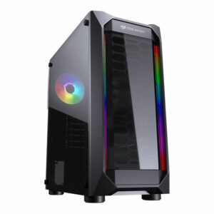 Buy COUGAR MX410 Mesh-G RGB Black ATX Mid Tower Powerful and Compact Mid-Tower Case with Mesh Front Panel and Tempered Glass Built-in 4 RGB Fan in Qatar