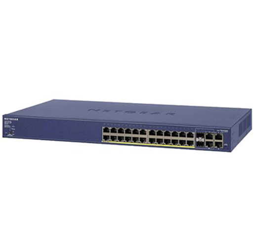 Buy NETGEAR FS728TP ProSAFE 24-Port Smart Managed Rackmount Fast Ethernet PoE Switch w/ 2 x 1GbE RJ45/SFP Combo Ports (192W) in Qatar