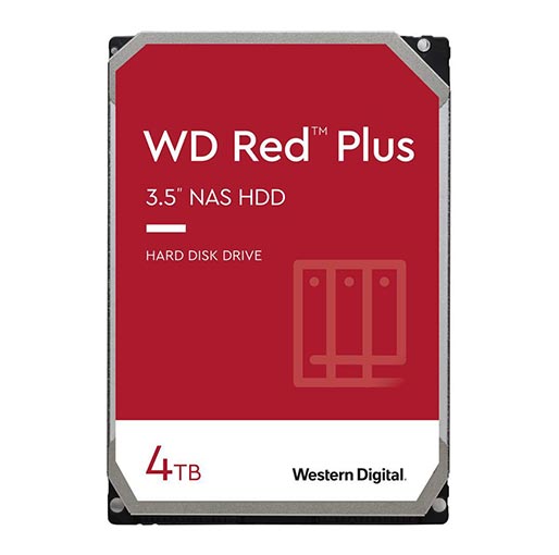 WD Red Plus 4TB NAS Hard Disk Drive - 5400 RPM Class SATA 6Gb/s, CMR, 64MB Cache, 3.5 Inch - WD40EFRX