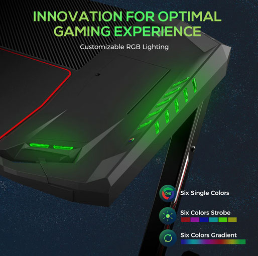 Eureka Ergonomic General Series Z2 51'' E-sports Gaming Desk with RGB Lights