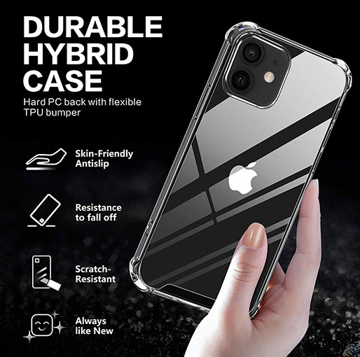 Platina iPhone 12 Mini 5.4 inch anti-impact Transparent Soft Silicon Clear case