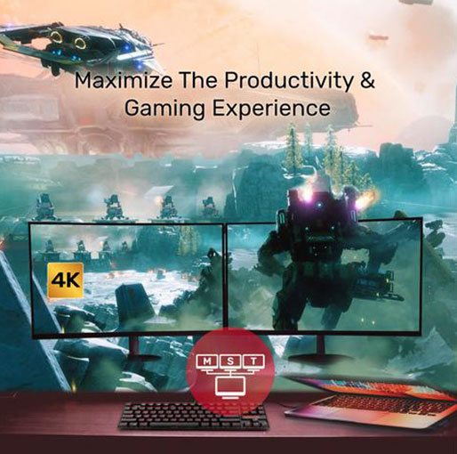 Unitek 4K 60Hz USB-C to HDMI 2.0 Adapter with MST Dual Monitor