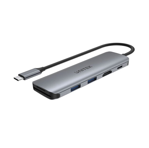 Buy Unitek uHUB P5+ 6-in-1 USB-C Hub with HDMI, 100W Power Delivery and Dual Card Reader in Qatar