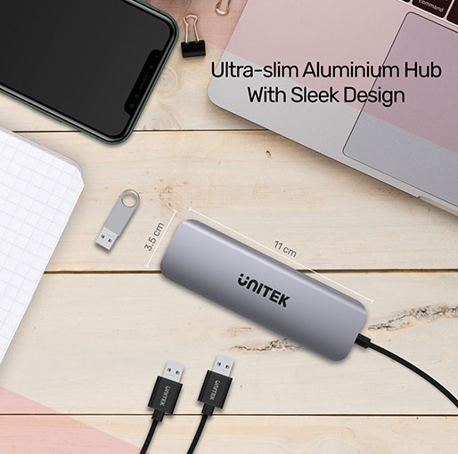 Unitek uHUB P5+ 6-in-1 USB-C Hub with HDMI, 100W Power Delivery and Dual Card Reader