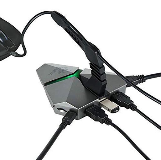 Eureka Ergonomic USB 3.0 Hub, 3 Port Hub And Card Reader With Mouse Bungee - Led Lighting
