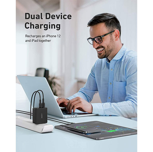 AUKEY Focus iPhone Fast Charger 30W 2-Port USB C Charger
