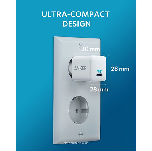 Anker A2633L22 Nano Fast Charger with PowerIQ 3.0 Technology for Iphone 12 , 20 W - White