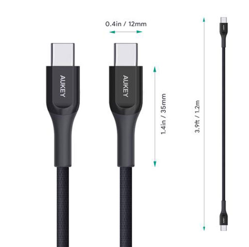 Aukey USB C To USB C 60W PD Quick Charge Kevlar Cable - 1.2M