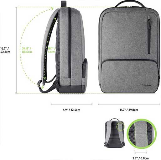Belkin Laptop backpack F8N900btBLK Suitable for up to: 39,6 cm (15,6") Grey
