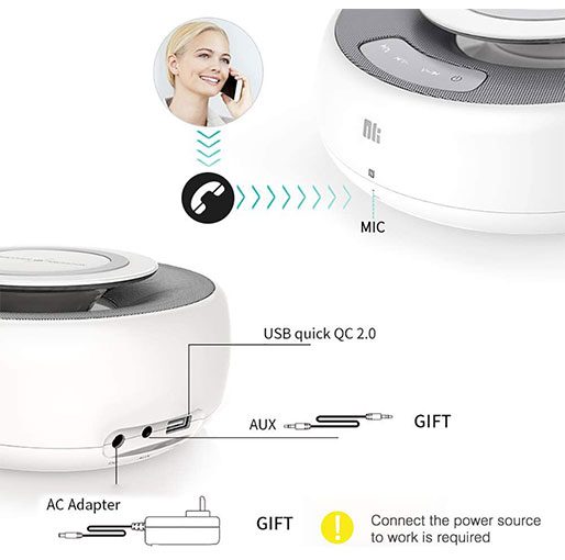 Nillkin Wireless Bluetooth Speaker with Fast Wireless Charger Aux-in Mic Fast USB Charger