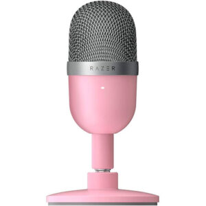 Buy Razer Seiren Mini - USB Condenser Microphone for Streaming (Compact with Supercardioid Polar Pattern, Tiltable Stand, Integrated Shock Absorber) Quartz/Pink at best price in Qatar.