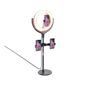 Buy Hoco Tabletop holder LV01 Rouge for live broadcast Stand for 3 phones, with round fill light, for 4.7-6.5 inches phones. at best price in Qatar.