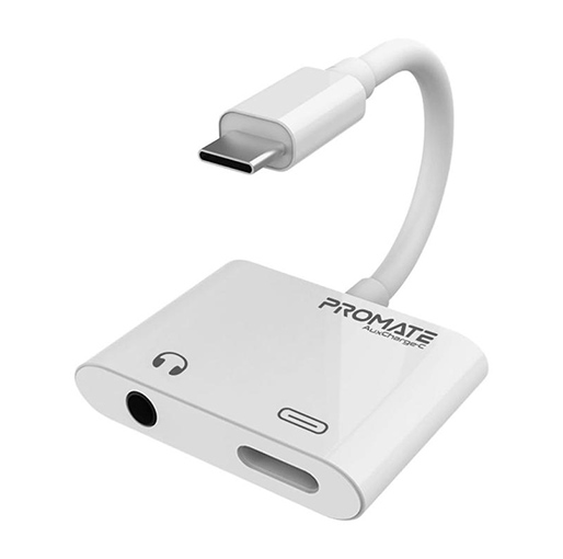 Buy Promate: AUXCharge-C USB-C to 3.5mm Audio Adapter with Power Delivery at best price in Qatar.